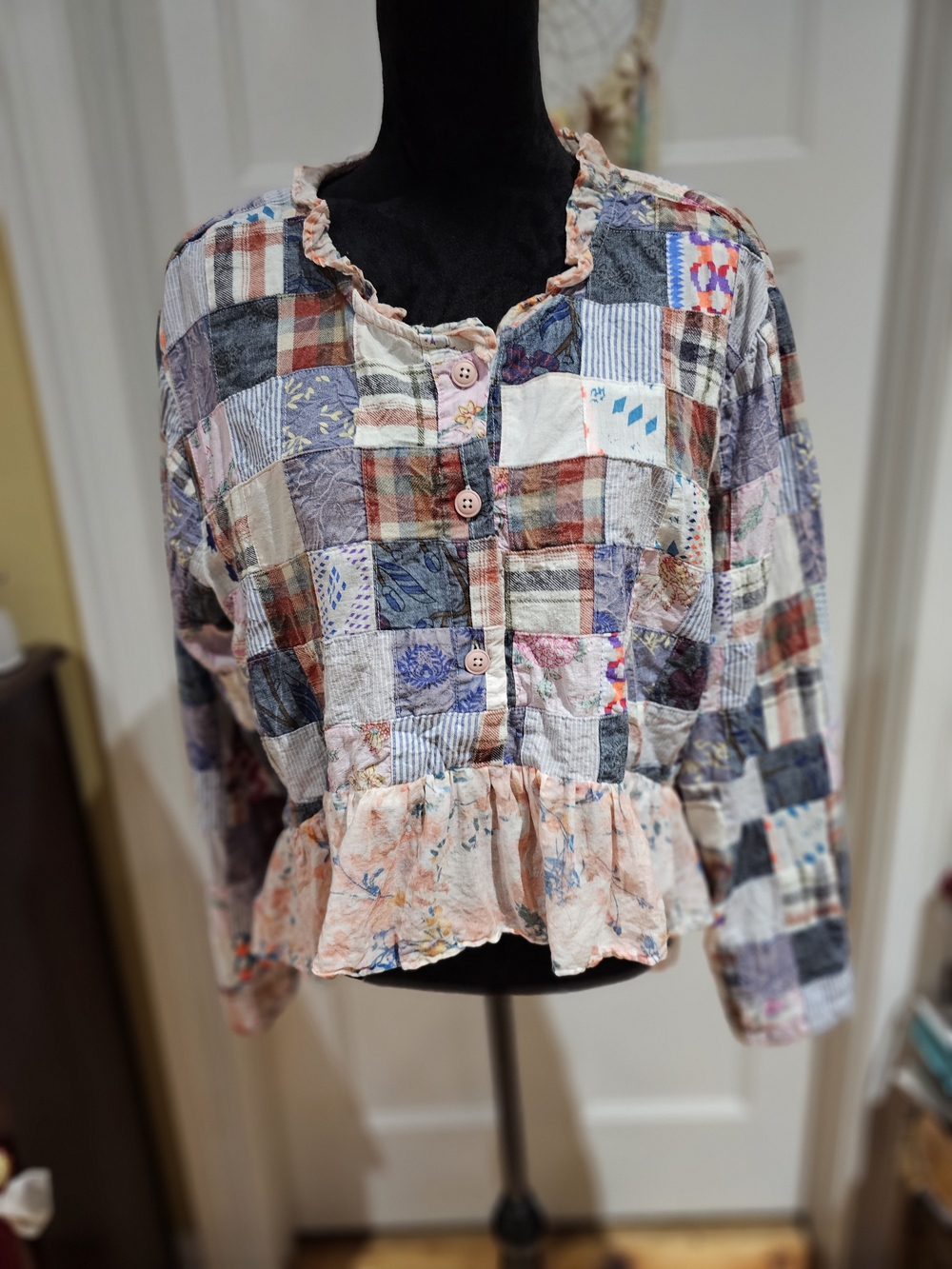 A Rare Kind Patchwork Button-Front Top - Multi Floral & Plaid